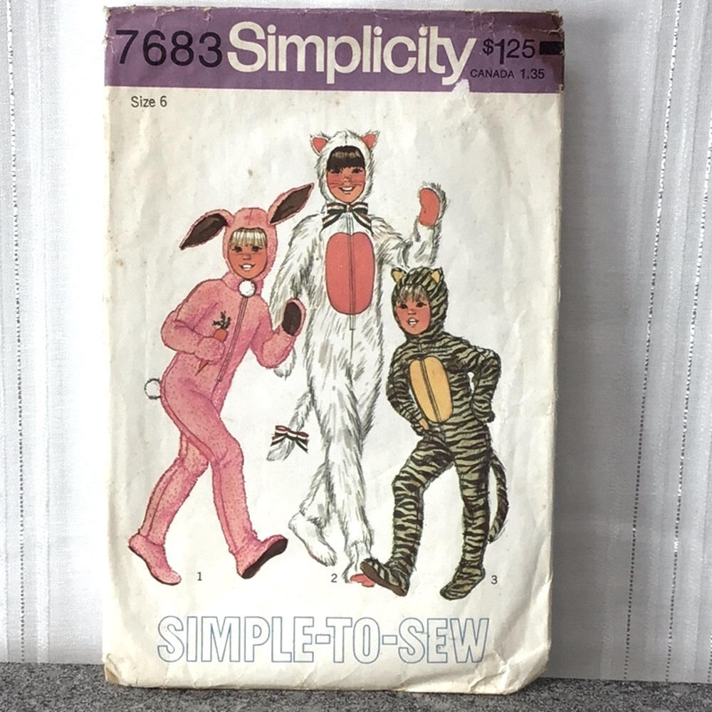 Simplicity Cat 🐈 And Bunny🐇 Costume Boys and Girls Pattern #7683